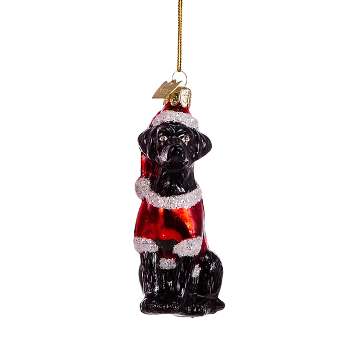 Labrador Retriever With Santa Suit Glass Ornament - Black - Just Fabulous Palm Springs
