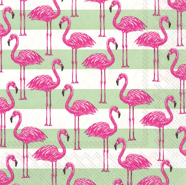 Flamingo Stripe Cocktail Napkins