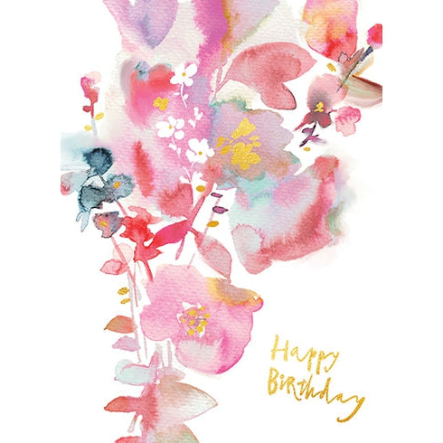 Fauve Pink Blossom Birthday Card