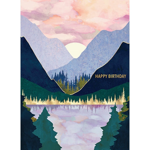Winter Mountain Lake Birthday Card - Just Fabulous Palm Springs