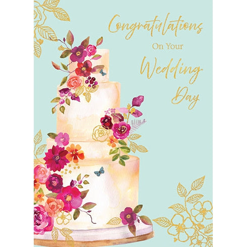 Flowery Wedding Cake Wedding Greeting Card