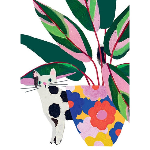 Cat And Palm Greeting Card - Just Fabulous Palm Springs
