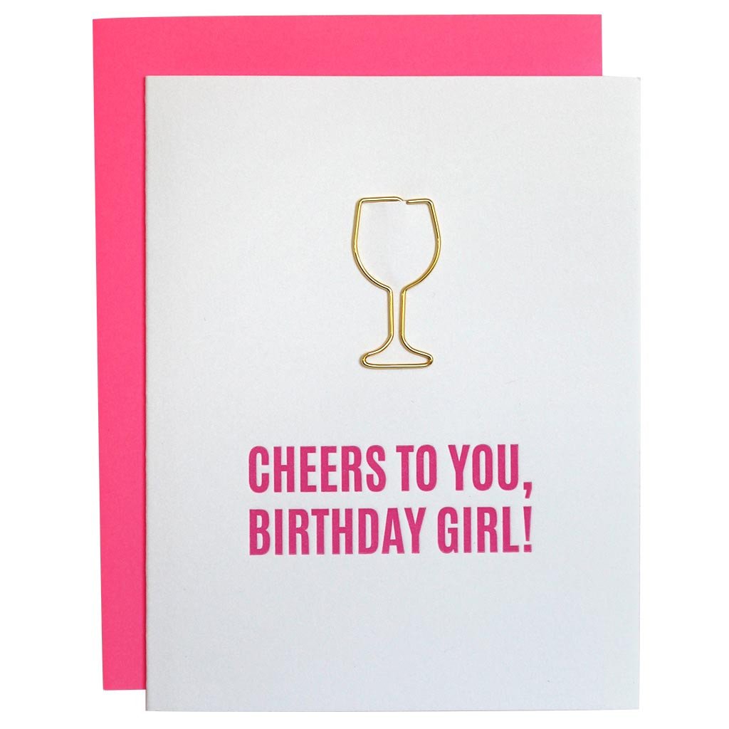 Cheers to You Birthday Girl Letter Press Card