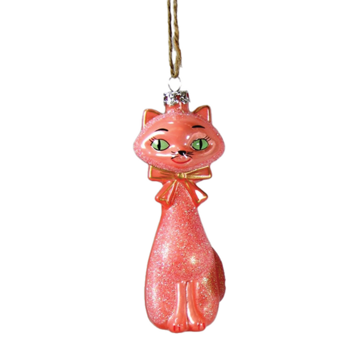 Kitschy Kitten Ornament - Coral
