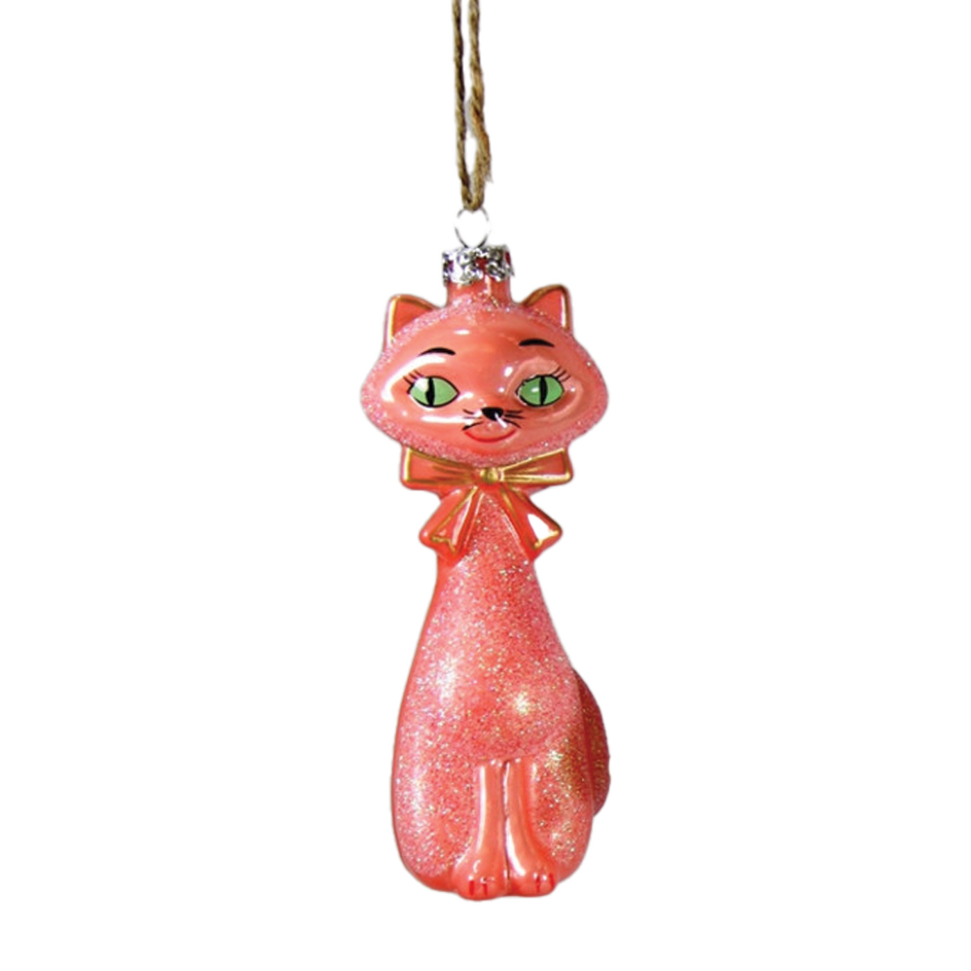 Kitschy Kitten Ornament - Coral