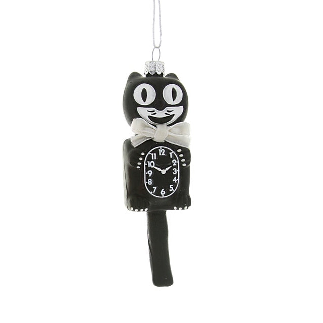 Retro Cat Clock - Black Ornament