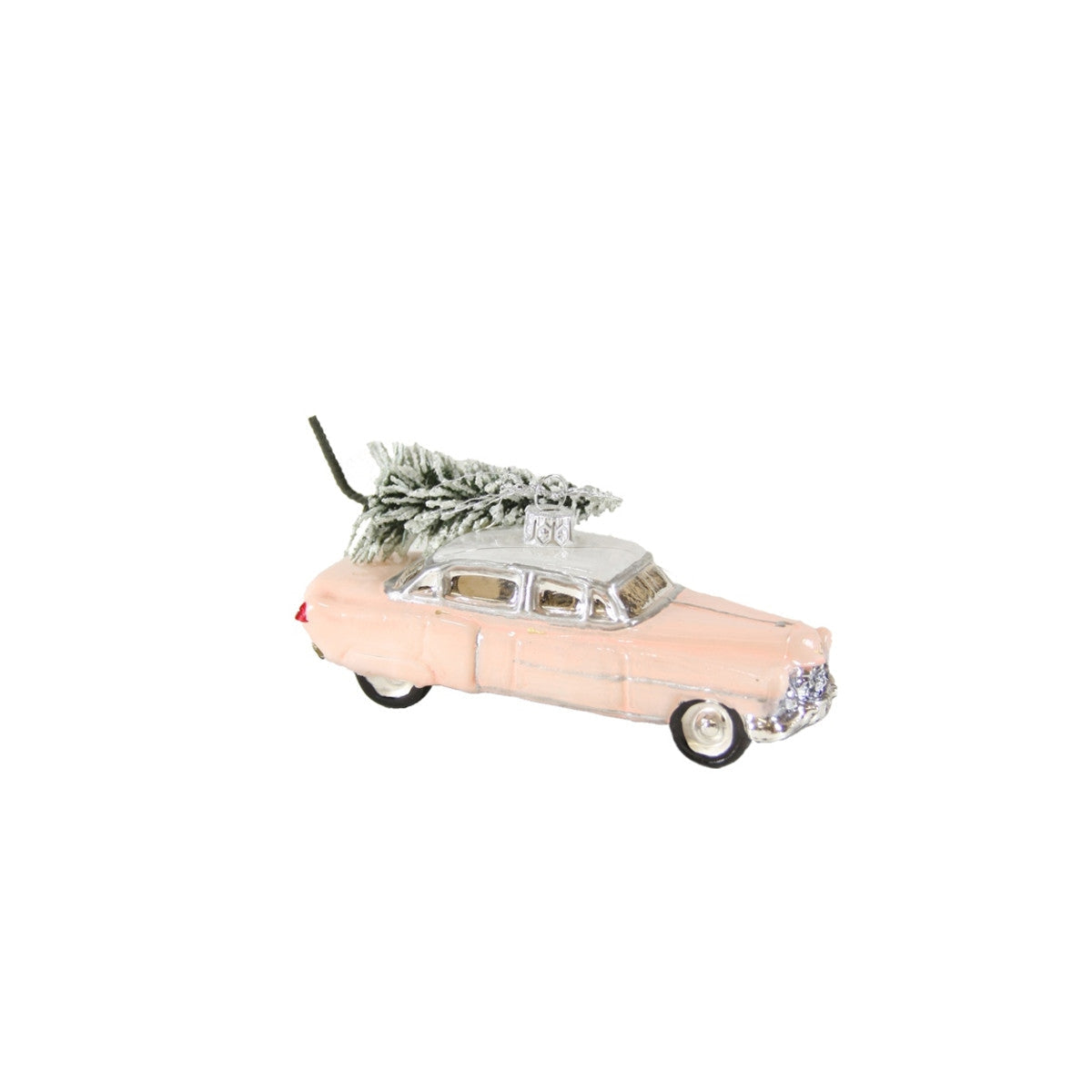 Retro Pink Cadillac Glass Ornament