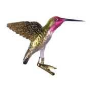Hummingbird Clip-On Glass Ornament - Light Green