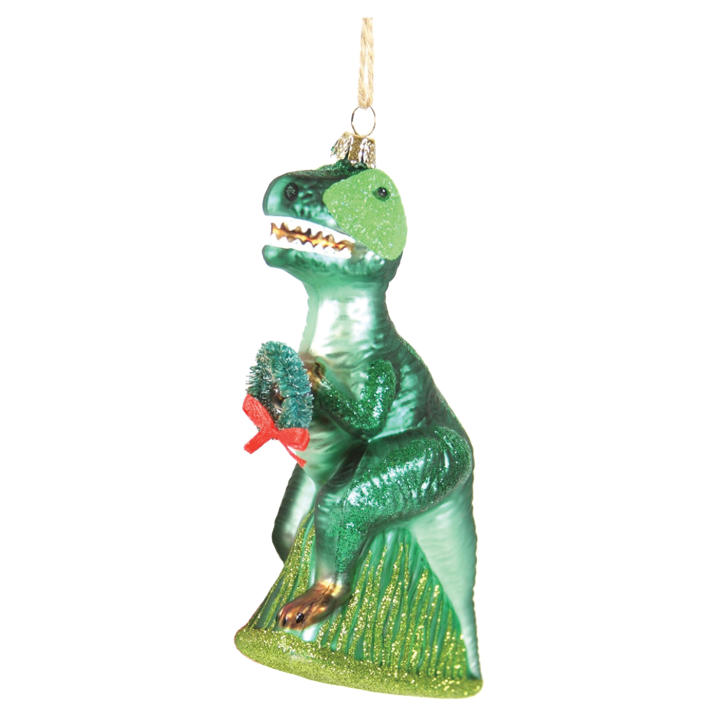 Merry Merry T-Rex Ornament - Green