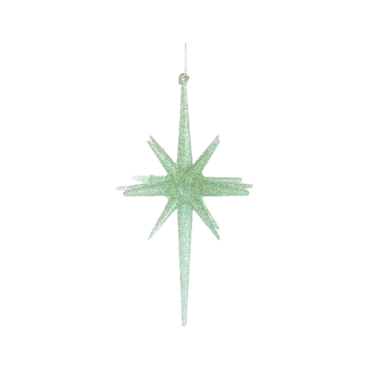 Mid-Century Glitter Starburst Ornament - Green