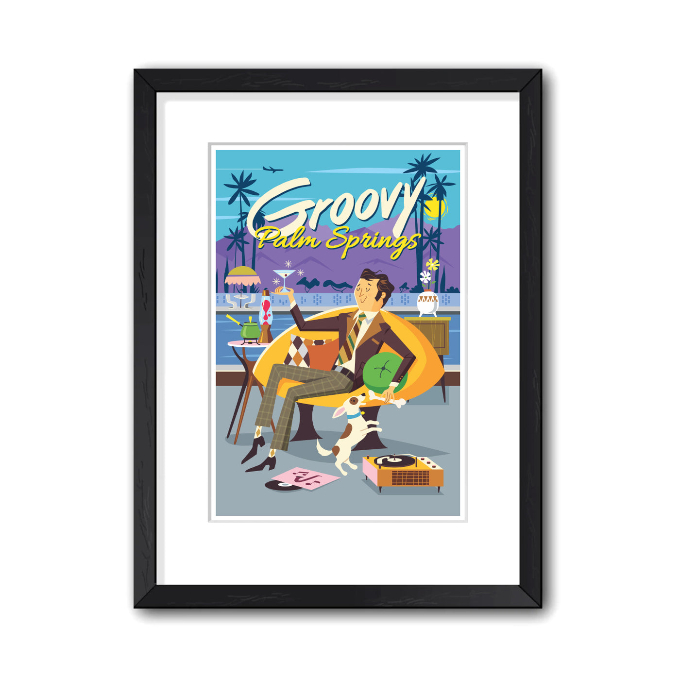 Palm Springs Groovy Guy with Tie 13" x 19" (Framed)