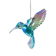 Iridescent Hummingbird Ornament - Light Blue