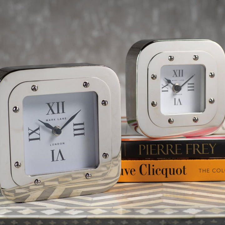 Mark Lane Table Clock - Nickel - Large