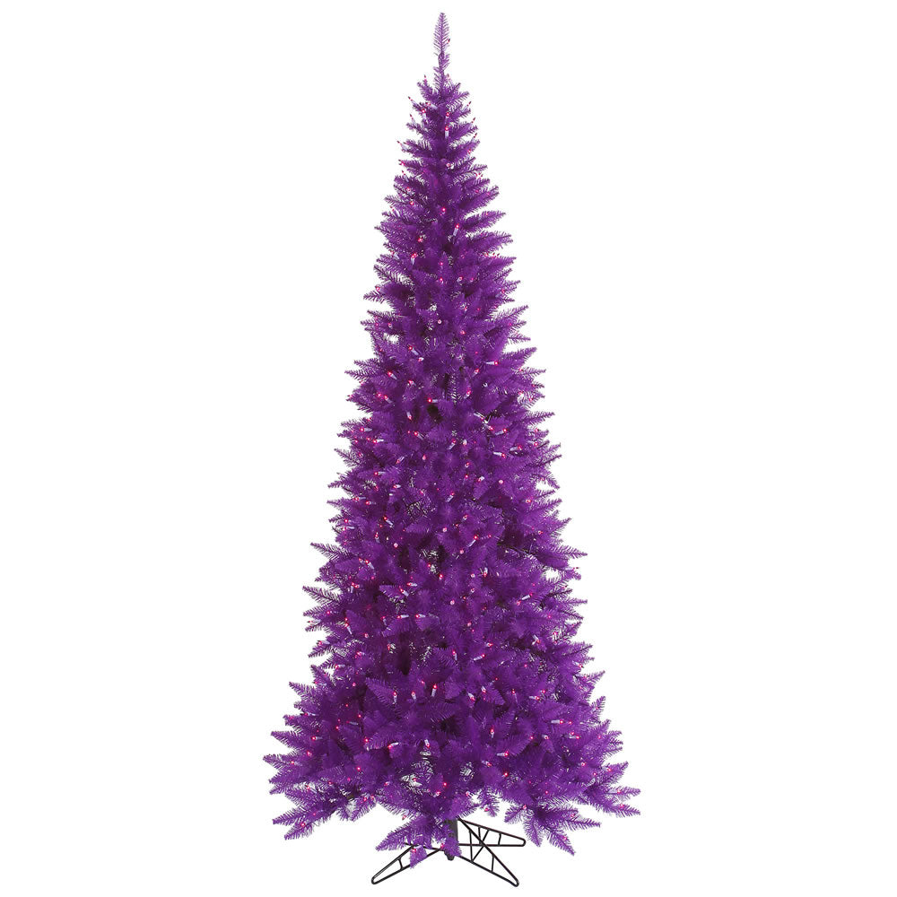 Purple Slim Fir Tree - 7.5' x 40" Pre-Lit with 500 Purple Dura-Lit LED Italian Style Lights