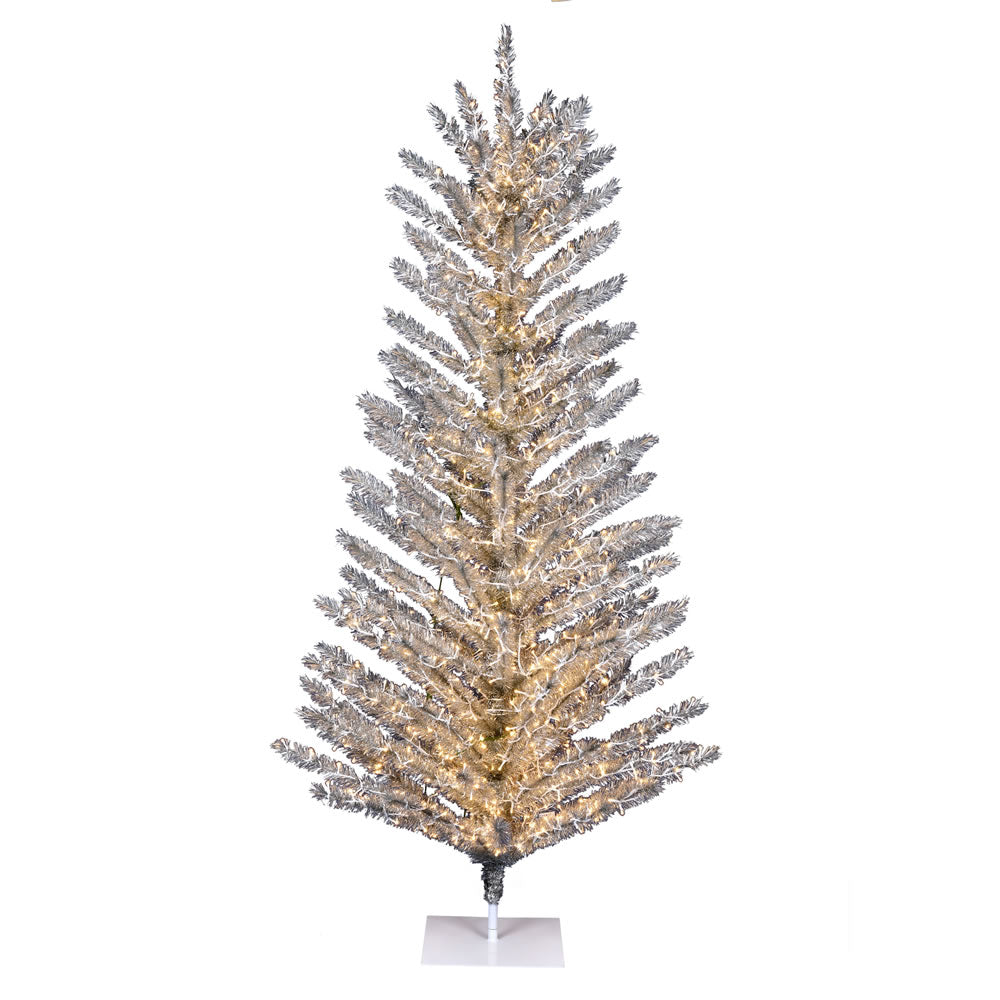 Retro Aluminum Tree - 6' Pre-Lit with 850 Warm White 3 mm Wide Angle LED Lights