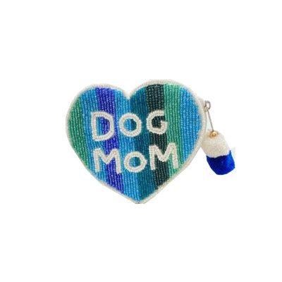 Dog Mom Heart Beaded Coin Pouch
