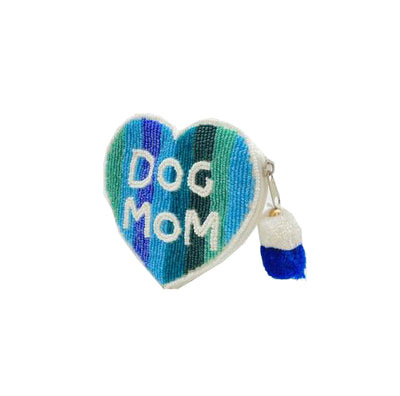 Dog Mom Heart Beaded Coin Pouch