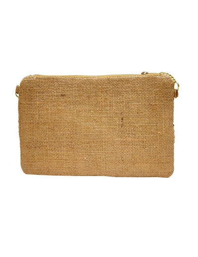 Jute Cactus Beaded Clutch