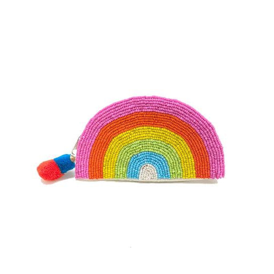Neon Rainbow Shaped Beaded Coin Pouch