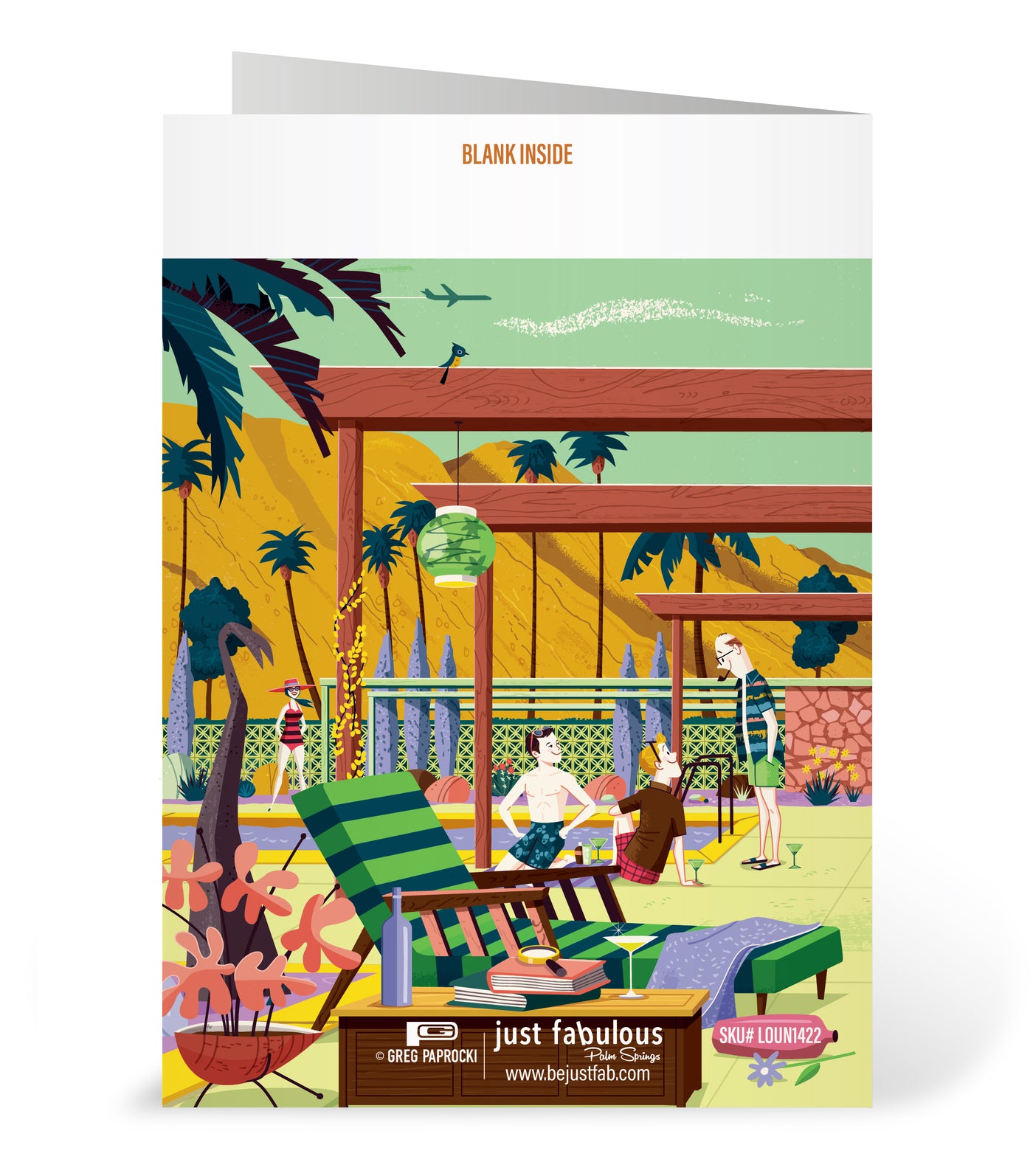 Palm Springs Lounge Time Blank Greeting Card