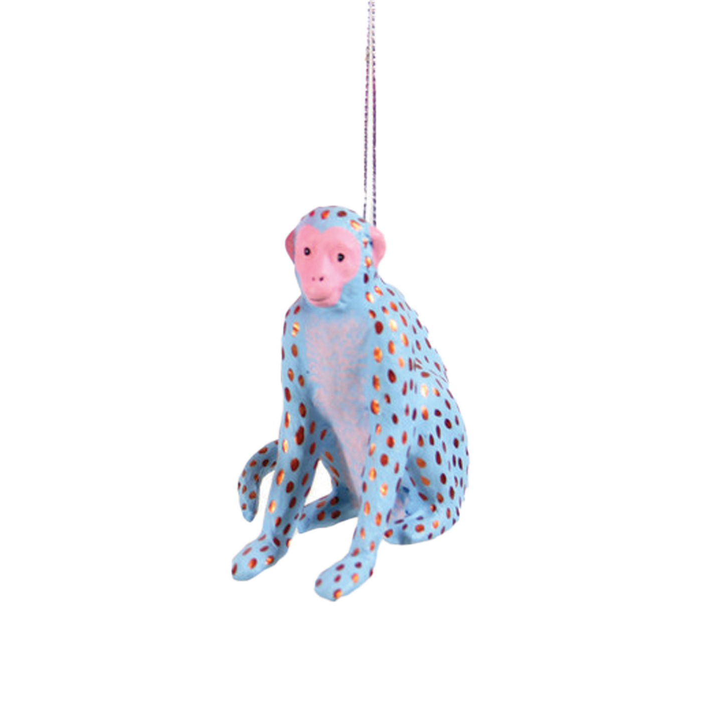 Curious Monkey Ornament - Light Blue