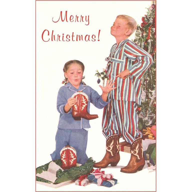 Kids With Cowboy Boots Holiday Greeting Card