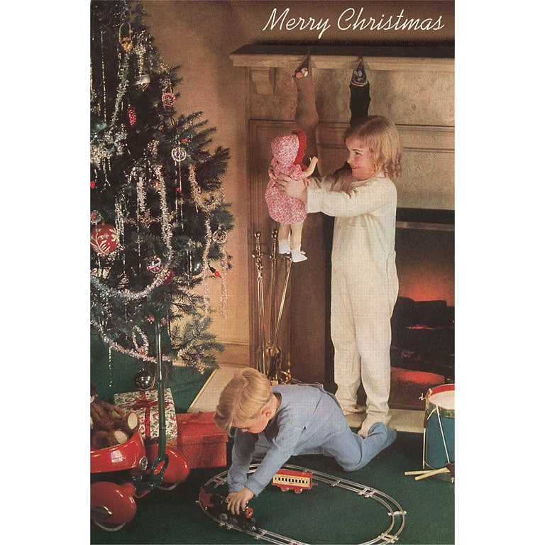 Children On Christmas Morning Holiday Greeting Card