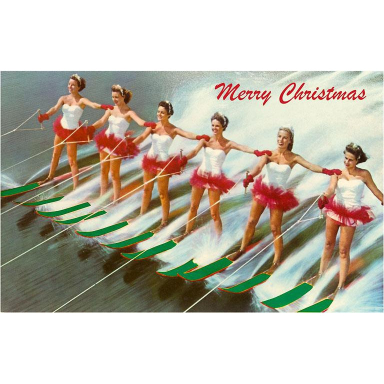 Vintage Women Water Skiers Christmas Card