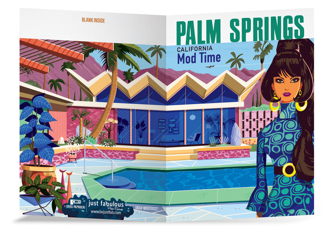 Palm Springs Mod Time Blank Greeting Card