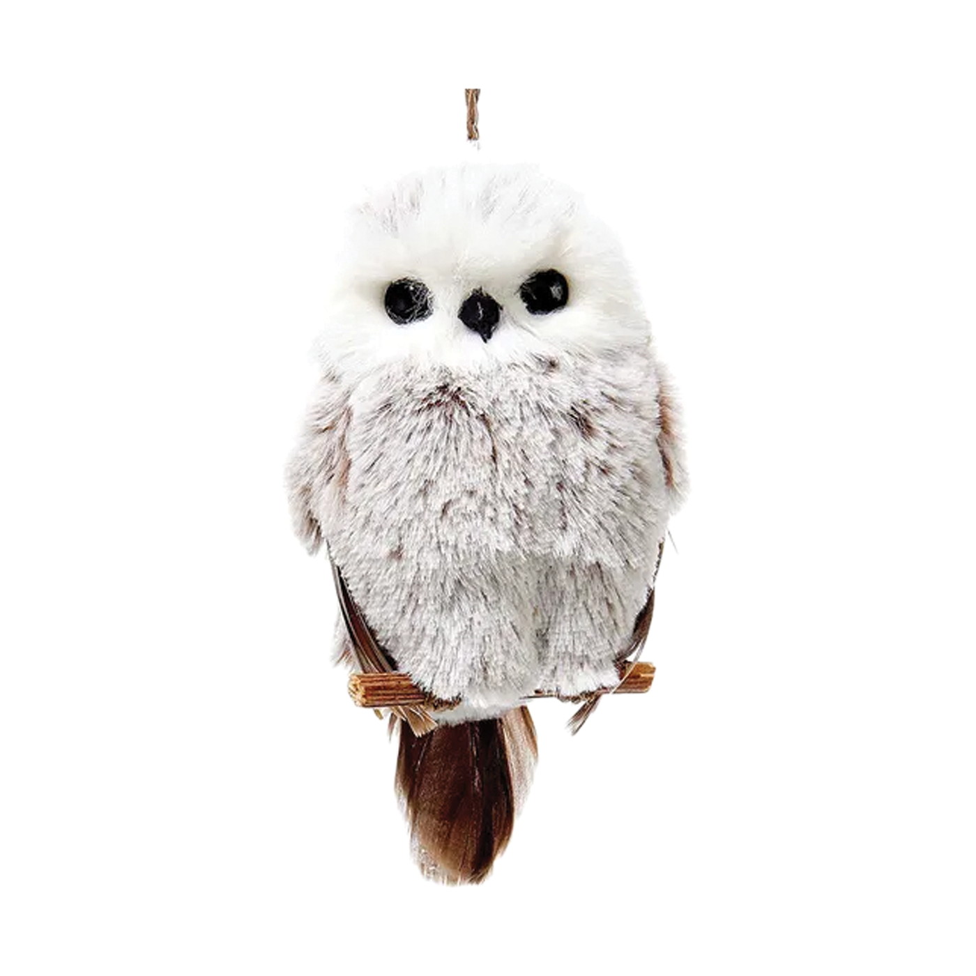 Brown & White Hanging Owl Ornament - No Ears