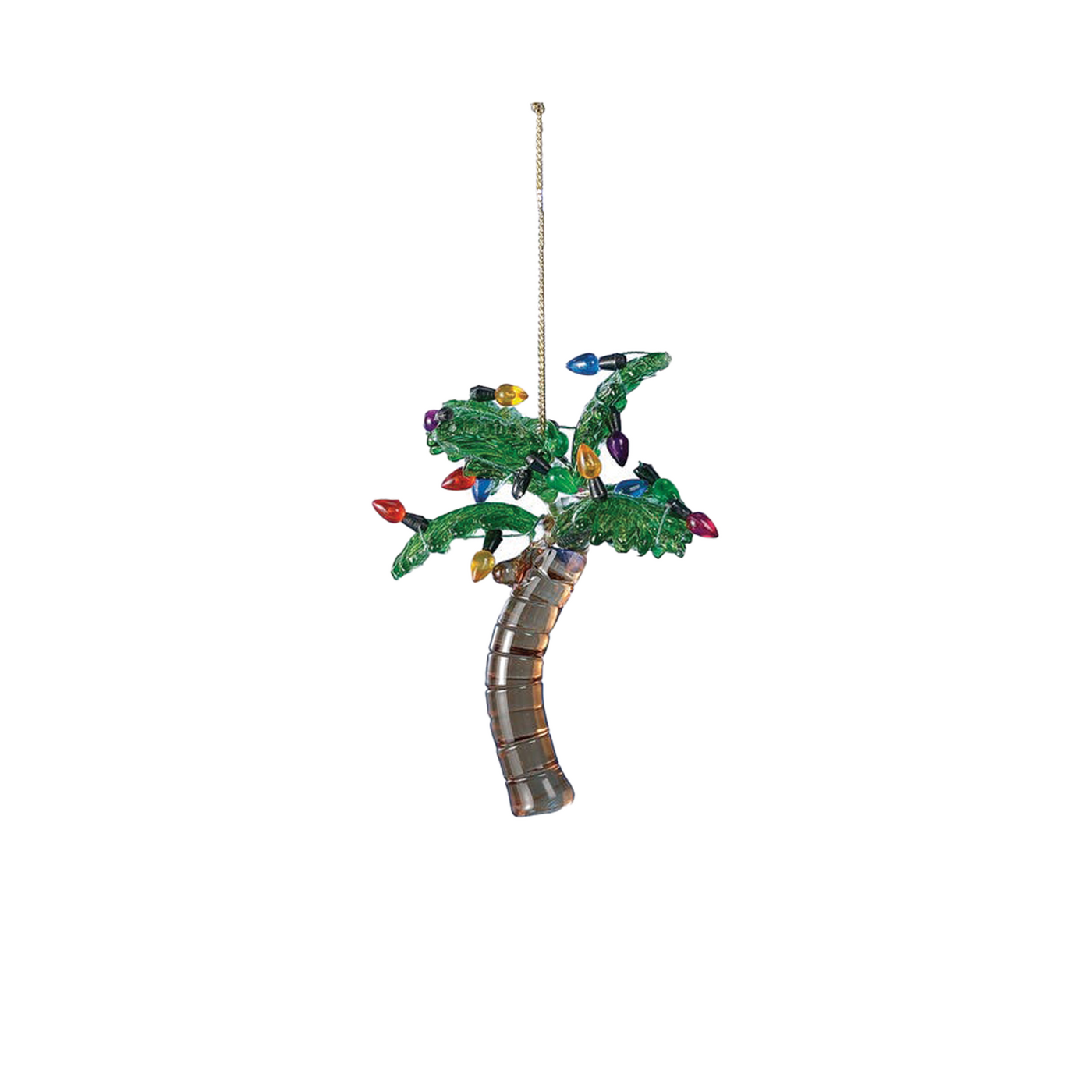 Glass Palm Tree with Bulbs Ornament - Long Thin Palm Fronds