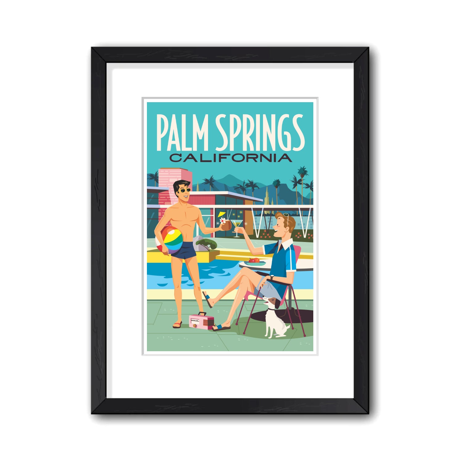 Print: Poolside Cocktails 8" x 10" (Framed) - Just Fabulous Palm Springs