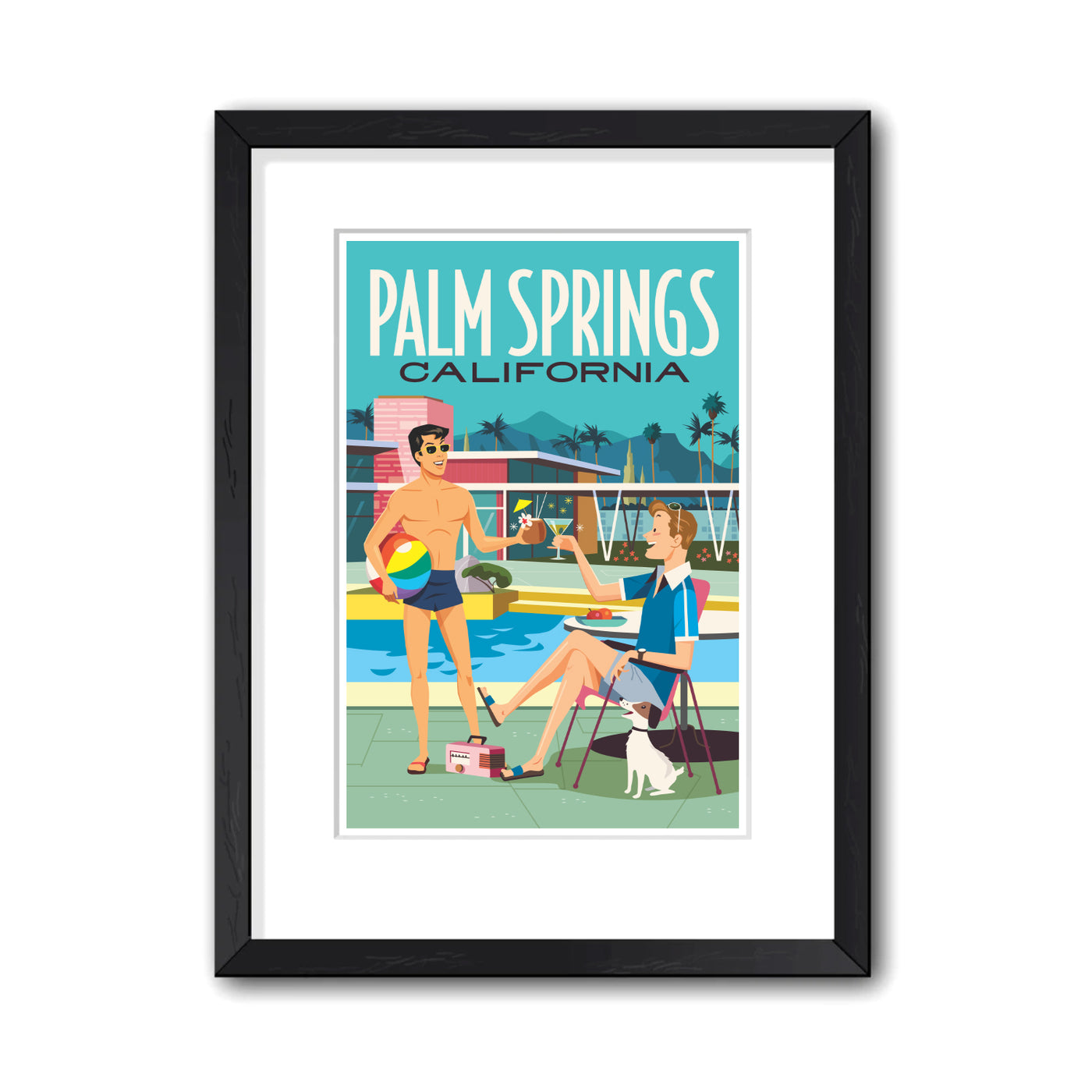 Palm Springs Poolside Cocktails Print 8" x 10" (Framed)