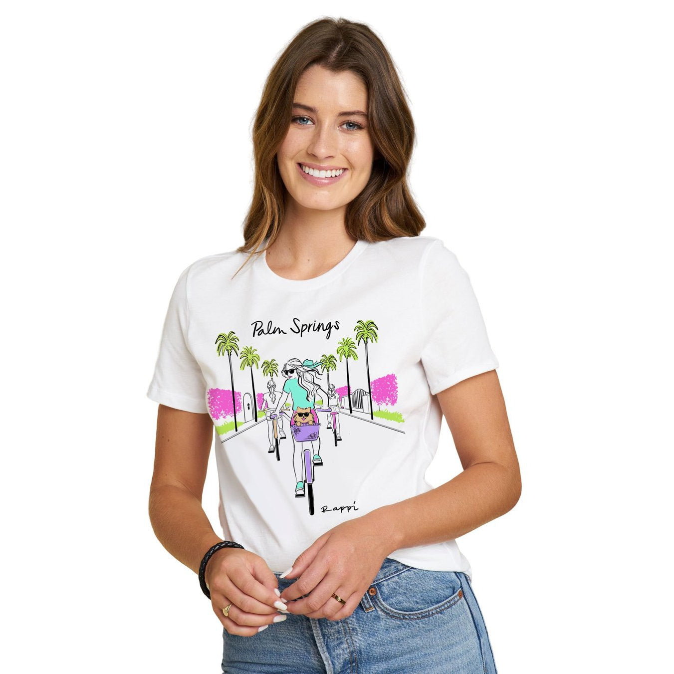 Biking Short Sleeve T-Shirt-White - Just Fabulous Palm Springs
