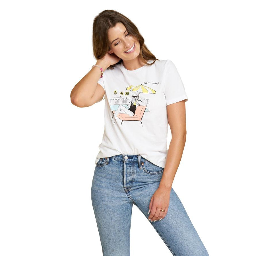 Pool Party Short Sleeve T-Shirt-White - Just Fabulous Palm Springs