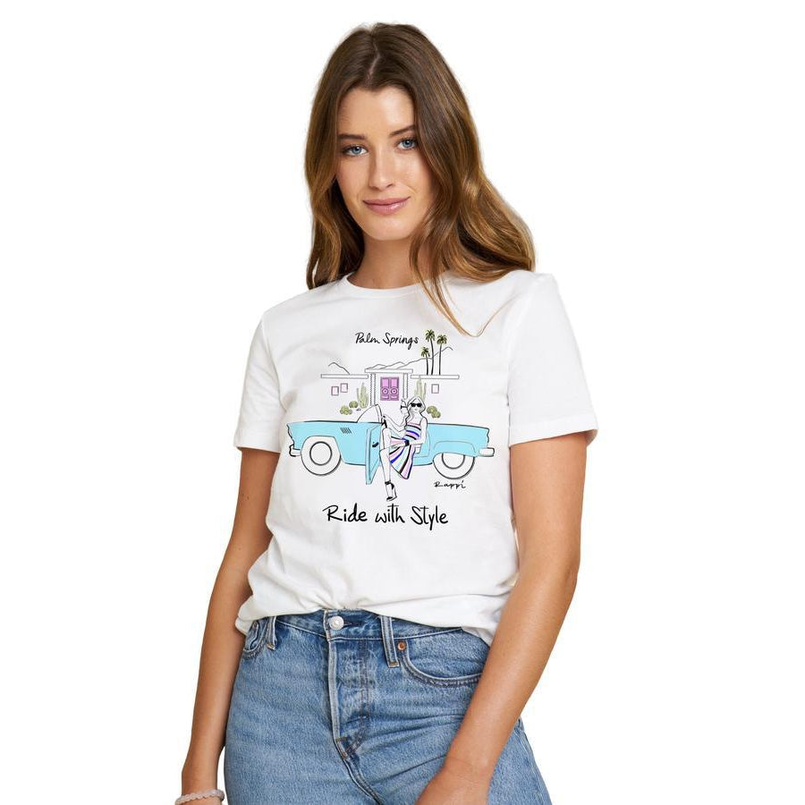 Ride With Style Short Sleeve T-Shirt-White - Just Fabulous Palm Springs