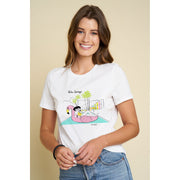 Flamingo Pool Float Short Sleeve T-Shirt-White - Just Fabulous Palm Springs