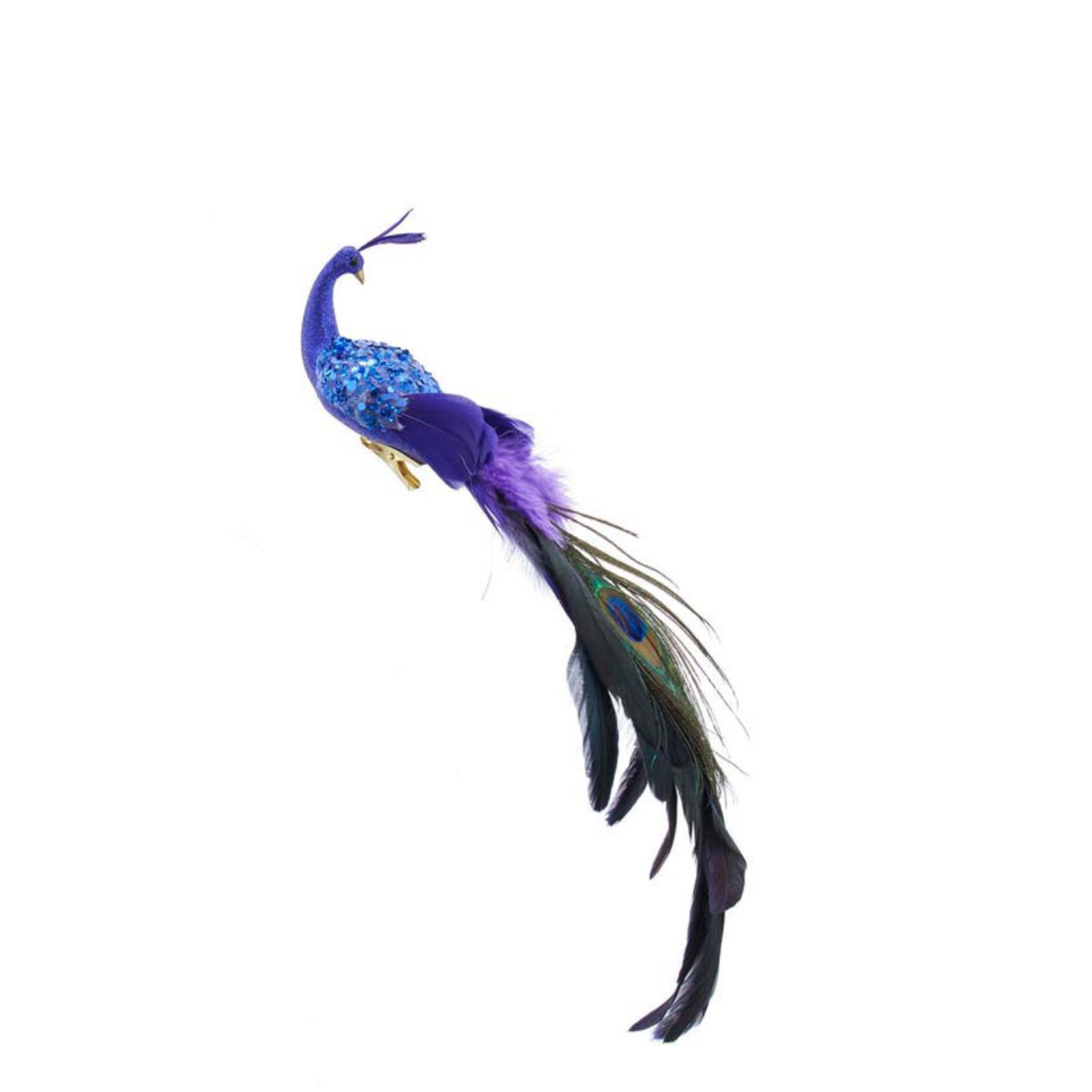 Feather Peacock with Clip Ornament - Purple