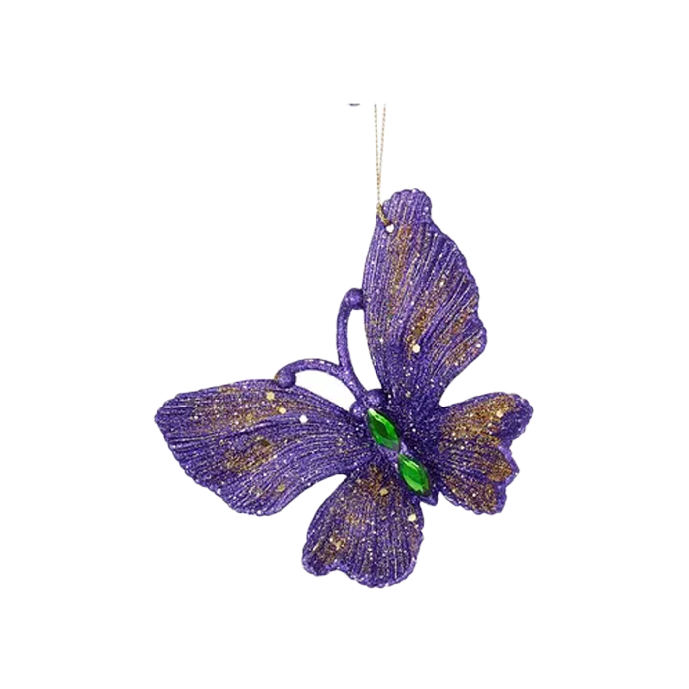 Peacock Glitter Butterfly Ornament - Purple