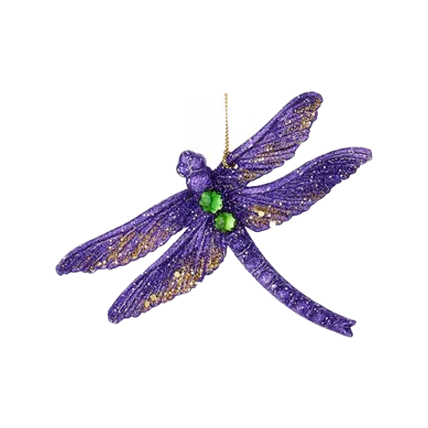 Peacock Glitter Dragonfly Ornament - Purple