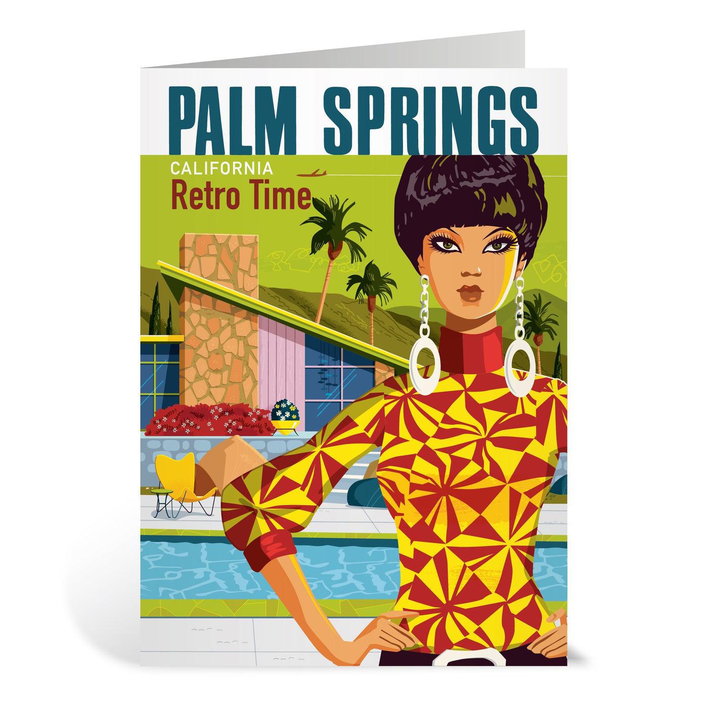 Palm Springs Retro Time Blank Greeting Card