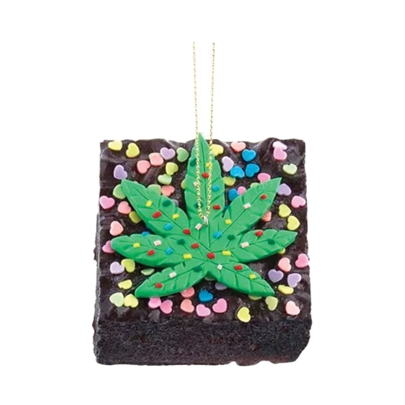 Cannabis Brownie Foam Ornament - Rainbow Hearts