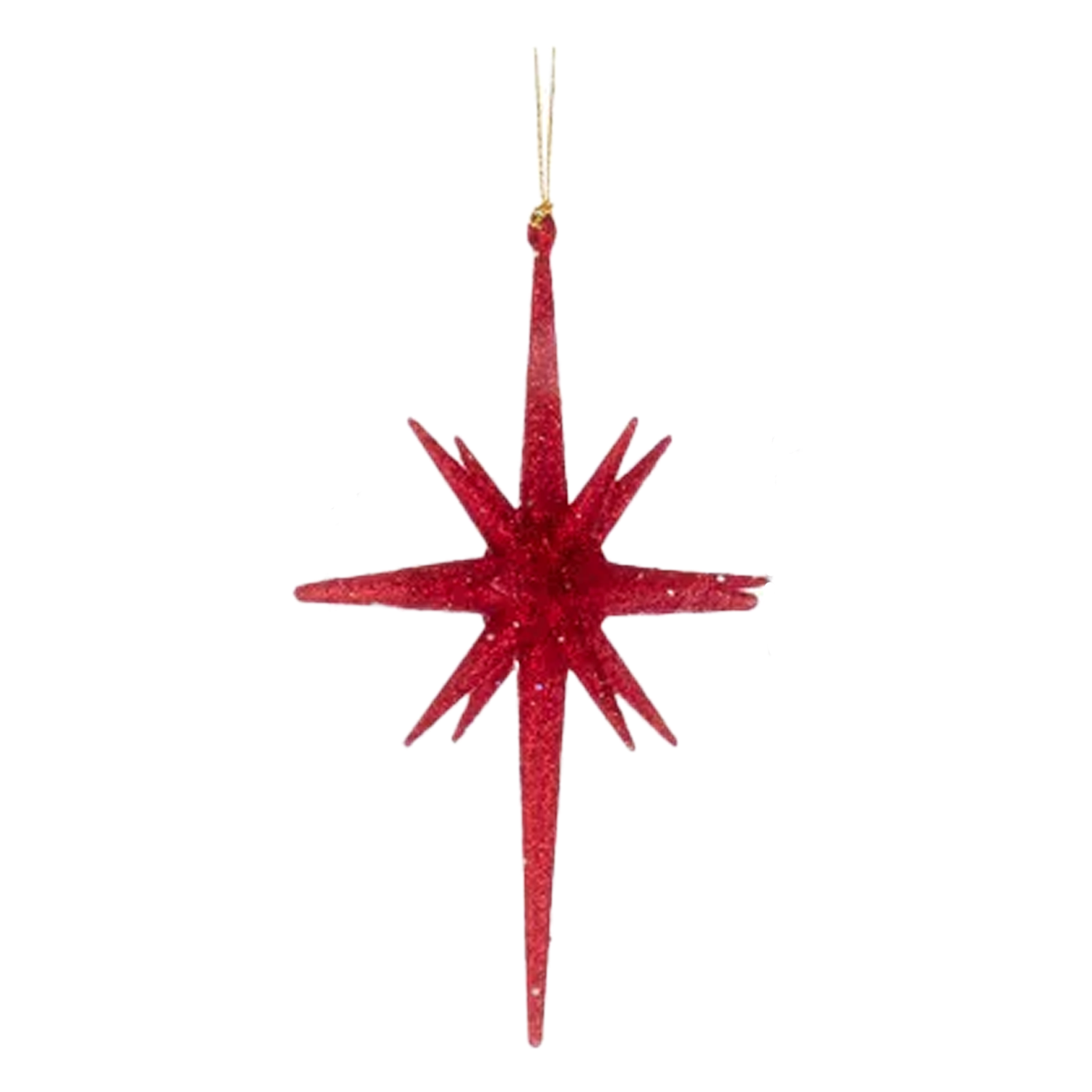 Mid-Century Glitter Starburst Ornament - Red