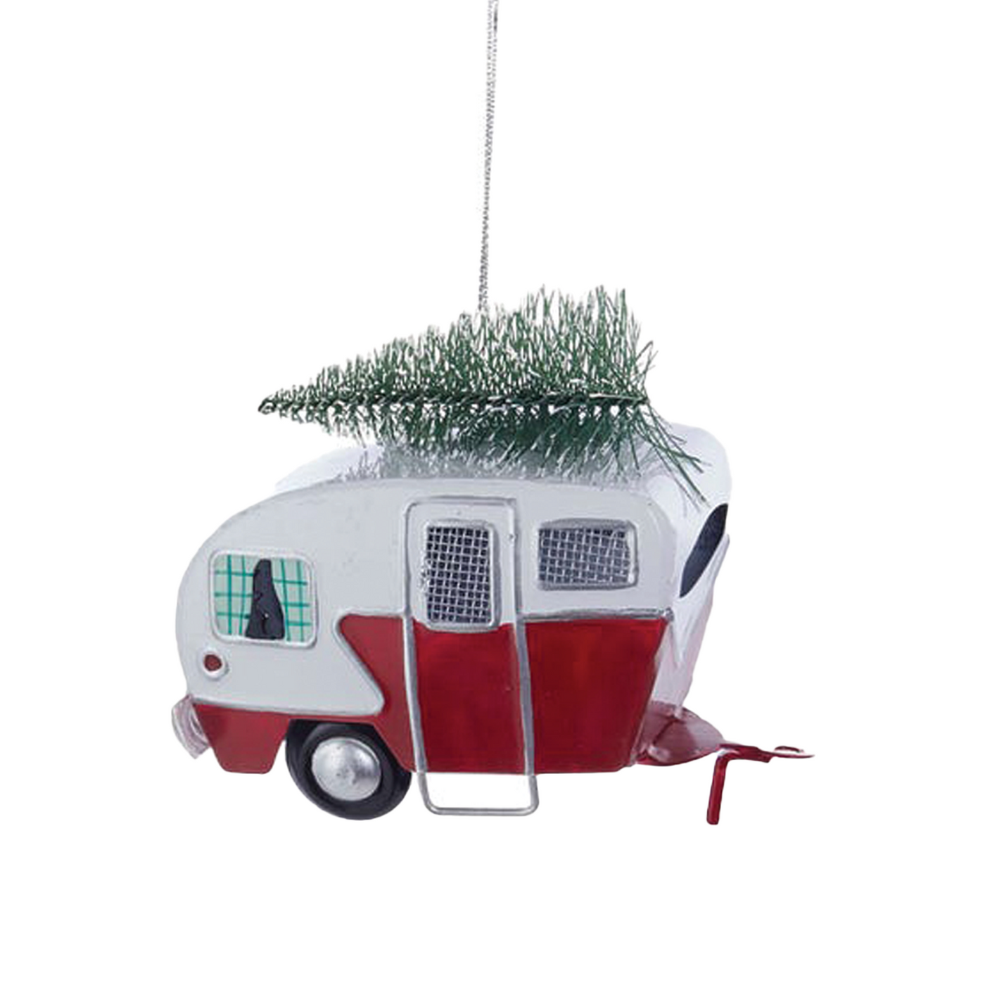 Tin Camping Car With Tree Ornament - Red