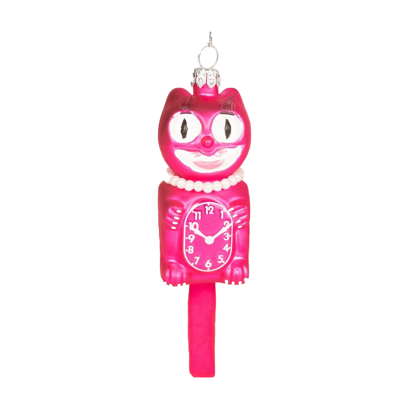 Retro Cat Clock Ornament - Pink