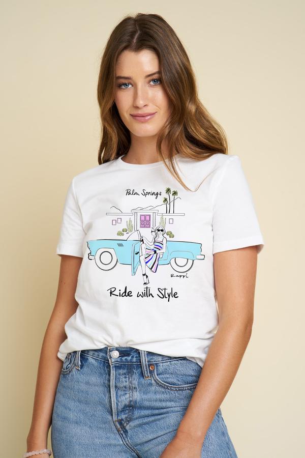 Ride With Style Short Sleeve T-Shirt-White - Just Fabulous Palm Springs