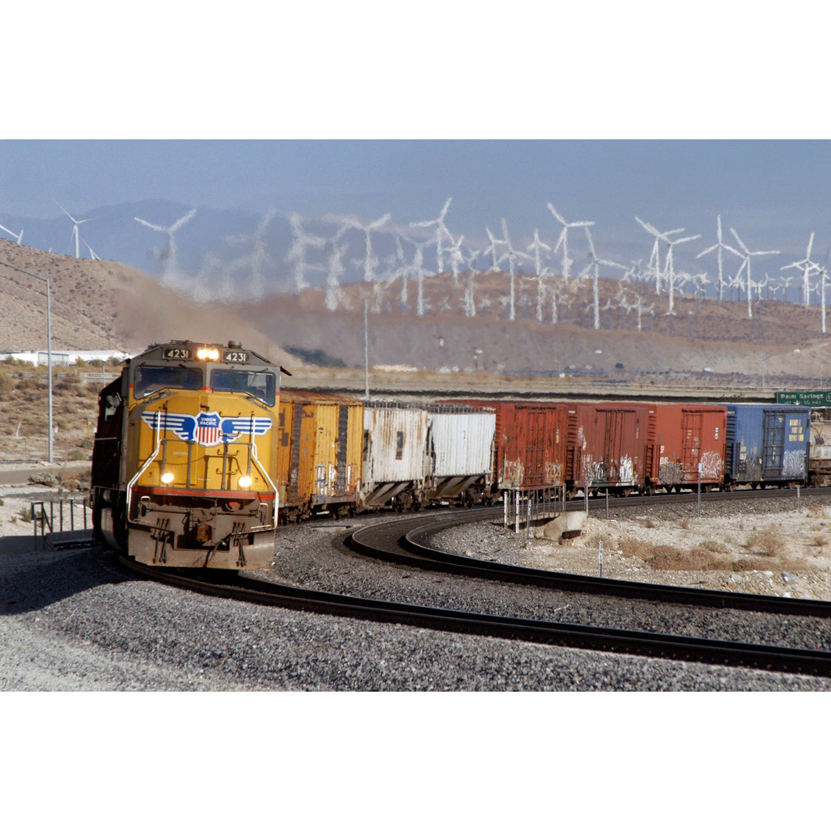 Freight Train Greeting Card - Just Fabulous Palm Springs