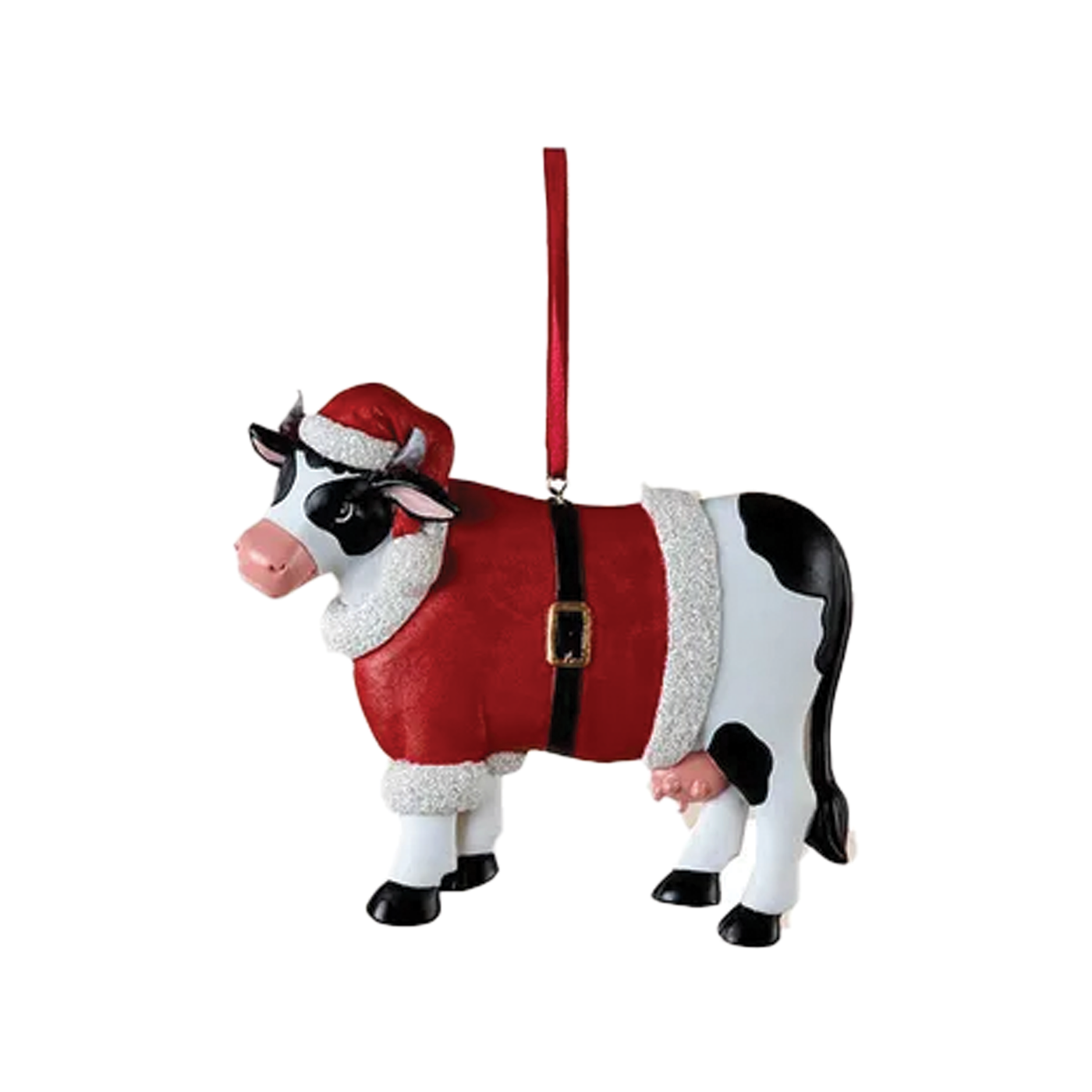 Christmas Cow Ornament - Santa Suit