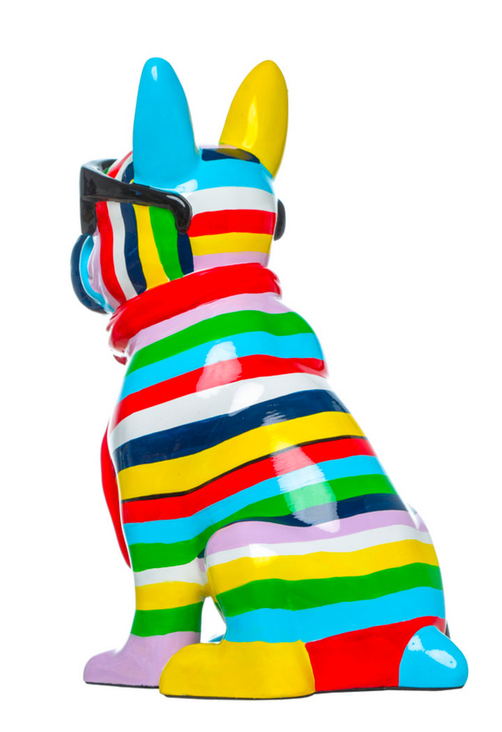 French Bulldog Color Stripe with Black Glasses - Sitting