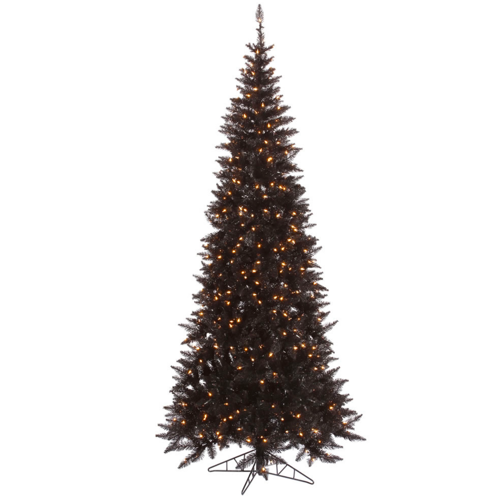 Black Slim Fir Tree - 7.5' x 40" Pre-Lit with 500 Italian Style Warm White Dura-Lit LED Lights